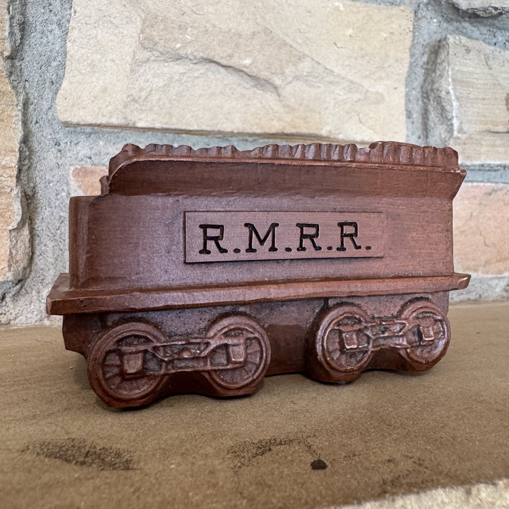 Vtg 1991 Red Mill Train Car Railway Hand Carved Figure 4" Resin Railroadiana